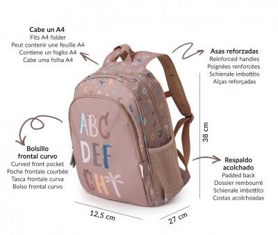Mochila Escolar Mediana de la Colección Vuelta al Cole Funny Letters