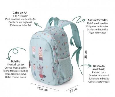 Mochila Escolar Mediana Personalizable de la Colección Vuelta al Cole The Three Little Pigs