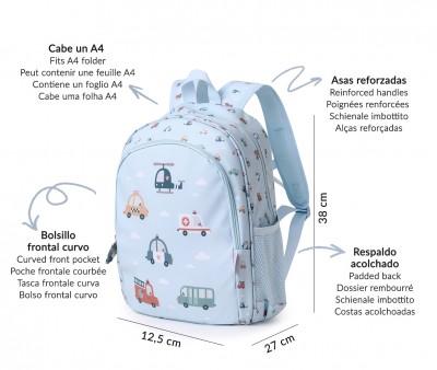 Mochila Escolar Mediana Personalizable de la Colección Vuelta al Cole City Cars