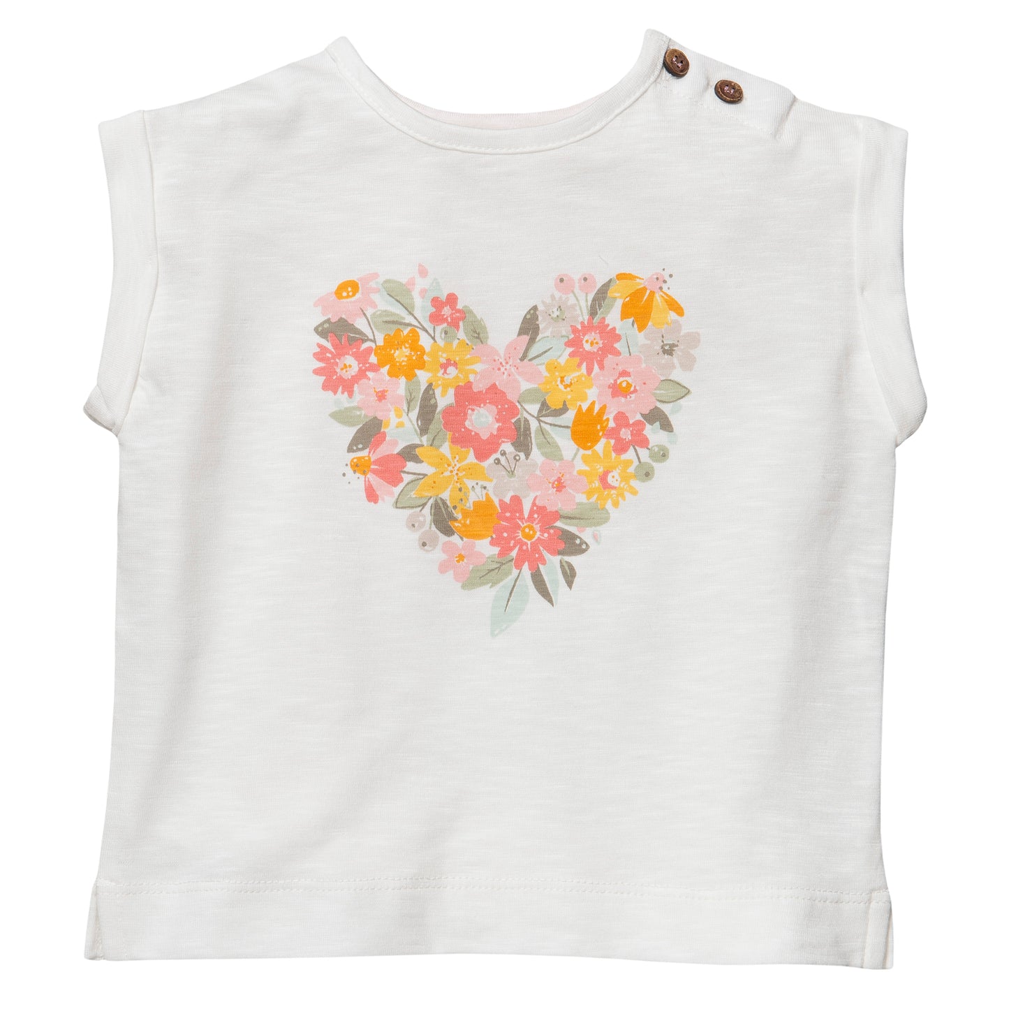 Camiseta Blanca Corazón Flores