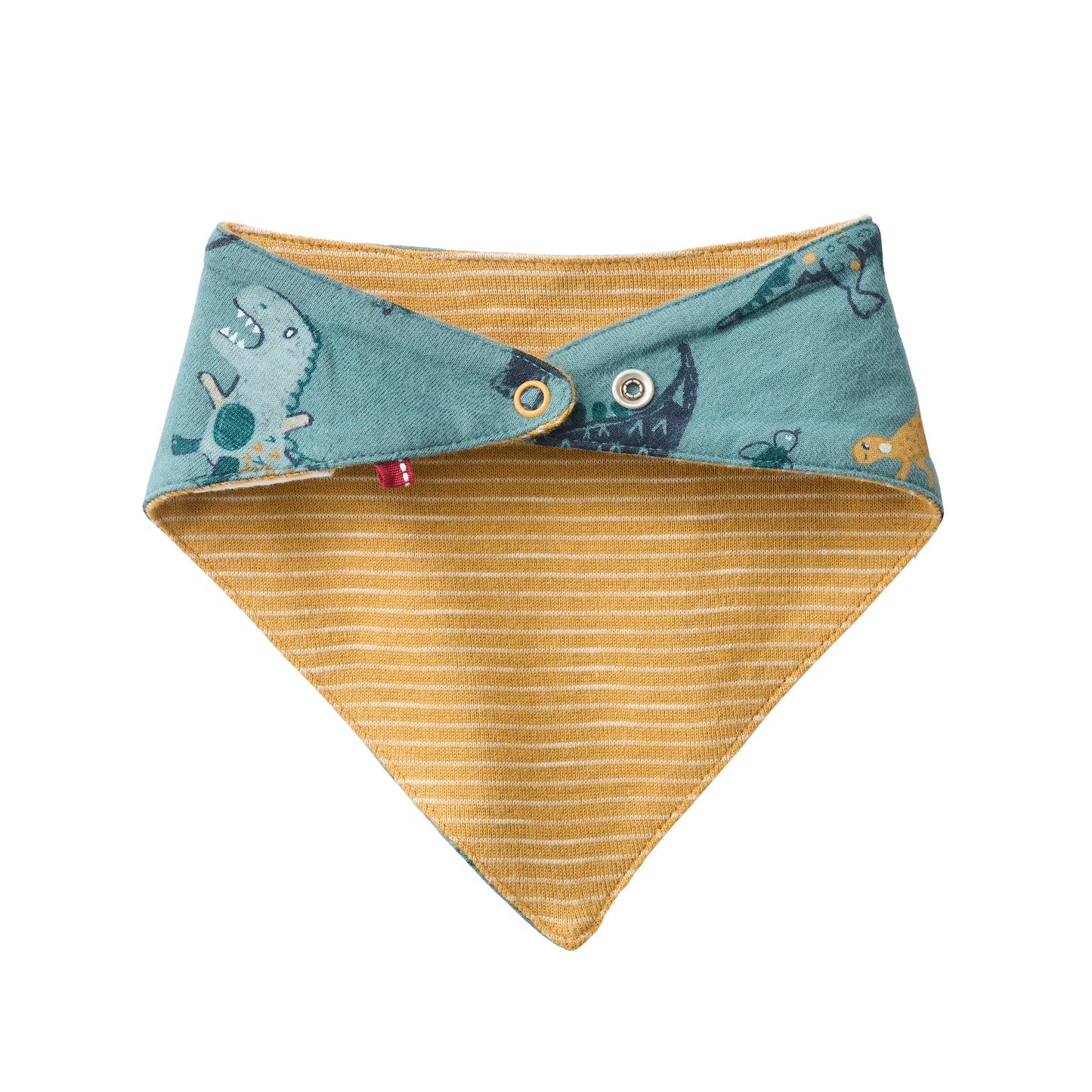 Bandana Triangular Reversible GOTS para Bebé con Estampado de Dinosaurios en Algodón Orgánico