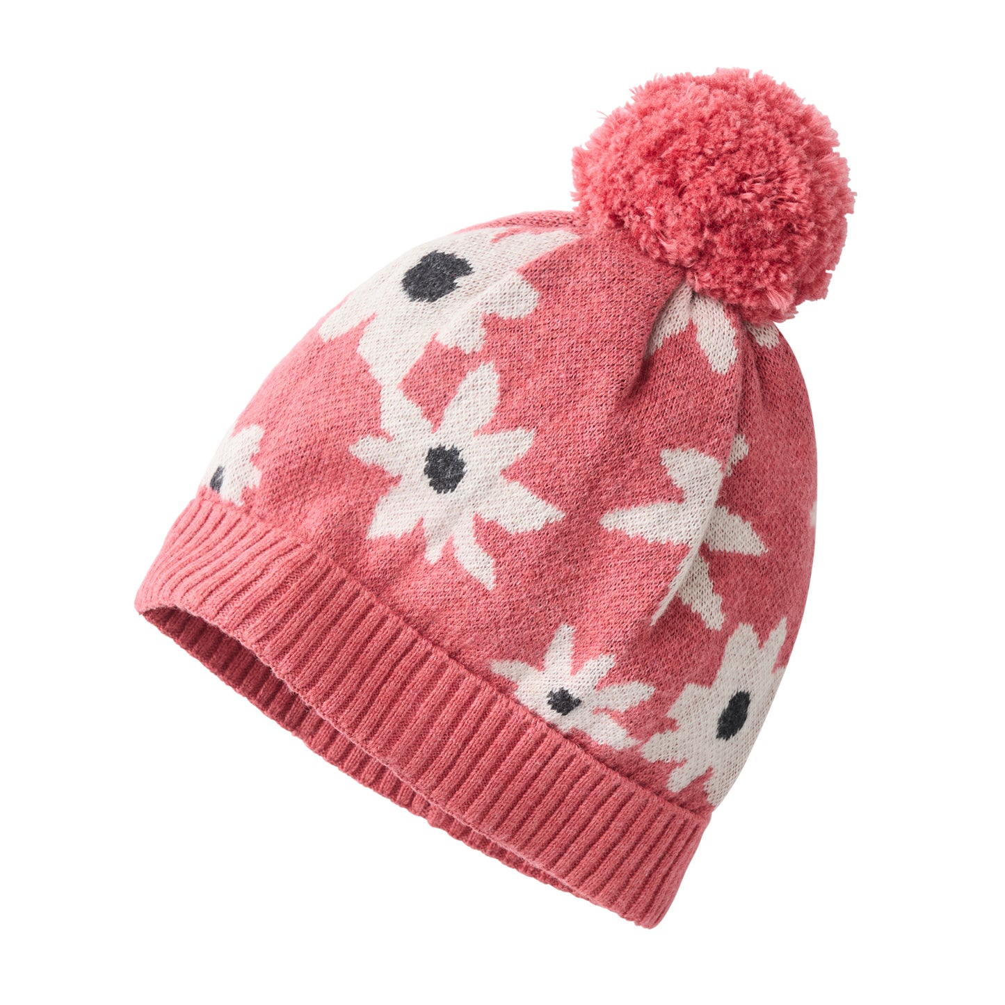 Gorro de Punto Bebé en Algodón Orgánico GOTS - Motivo de Flores de Otoño