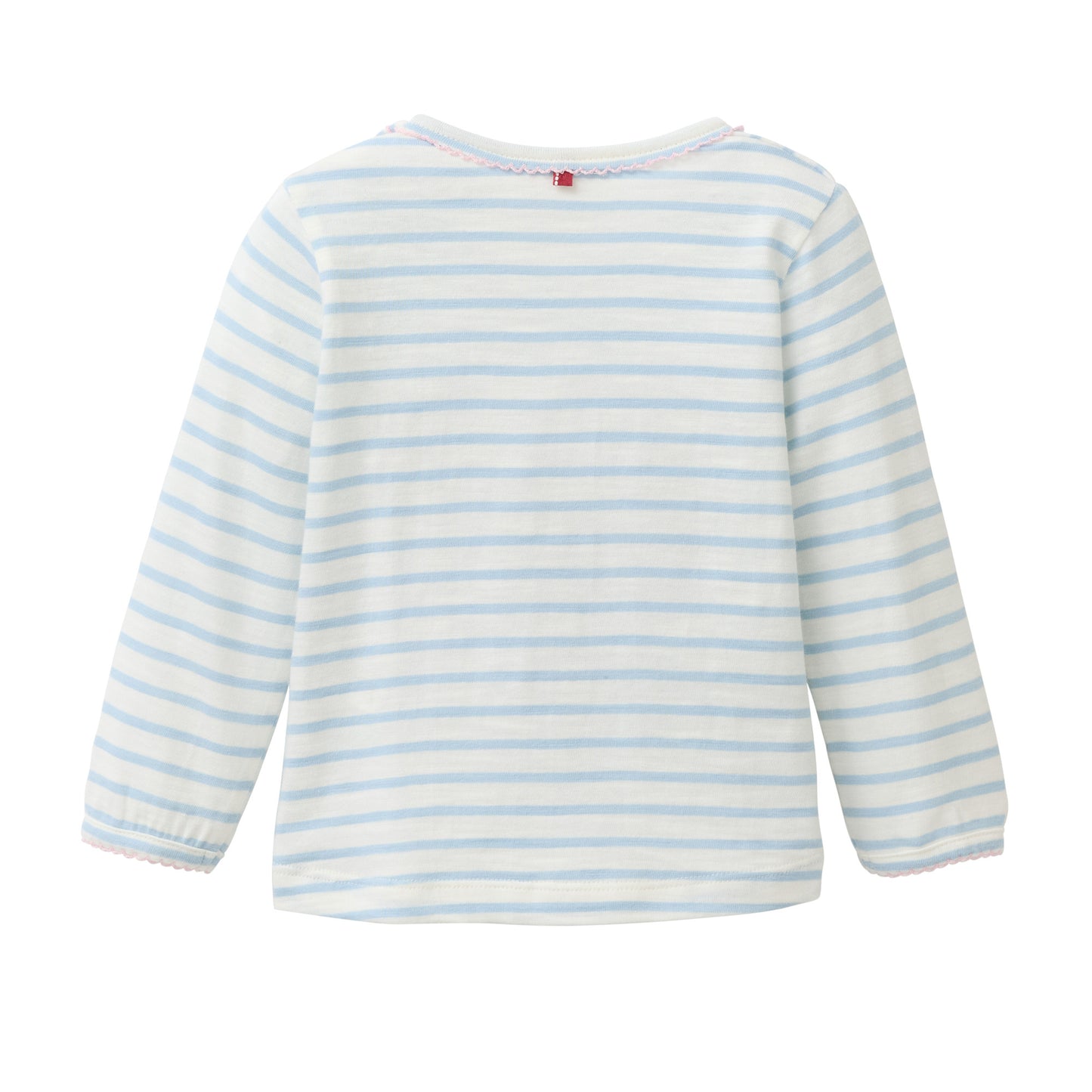 Camiseta de Manga Larga GOTS Azul Claro a Rayas para Bebé