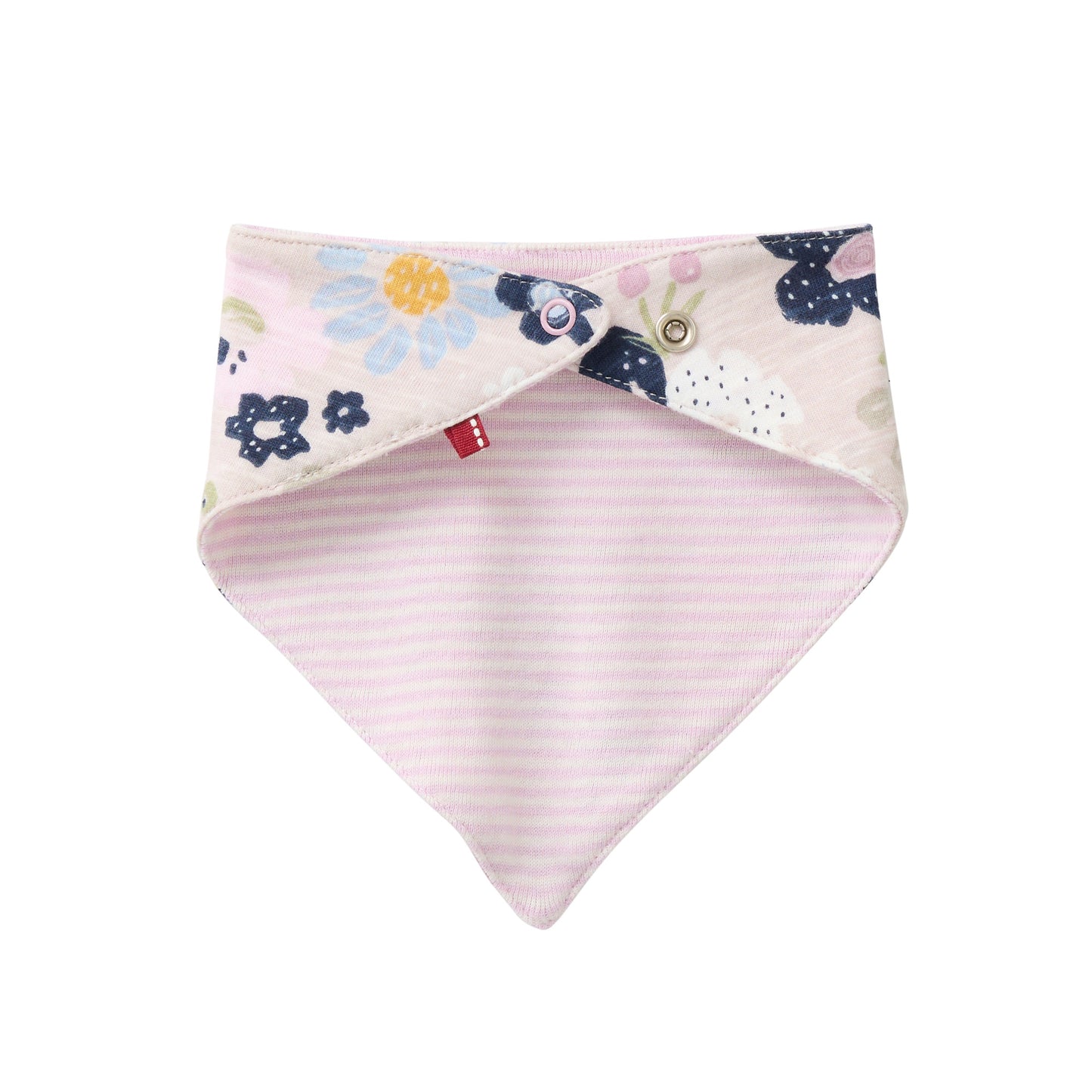 Pañuelo Triangular GOTS Rosa Pálido con Estampado Floral para Bebé
