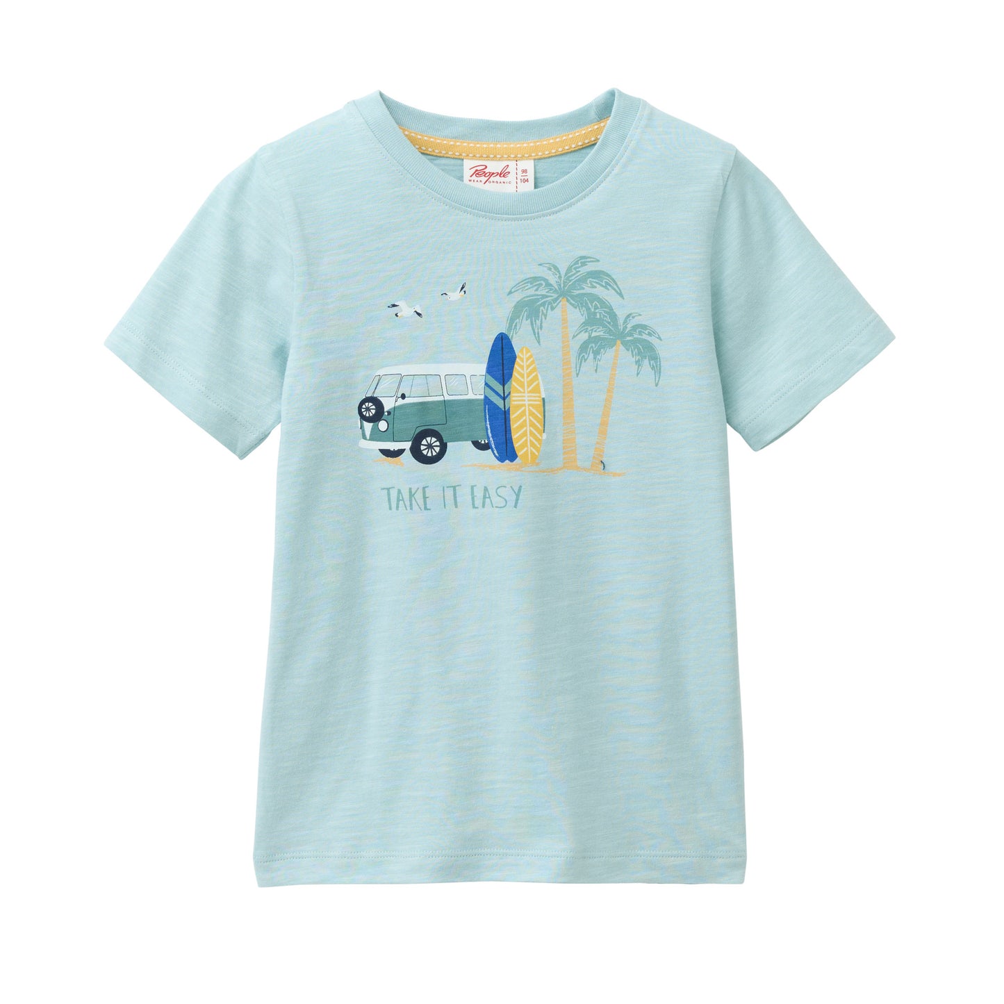 Camiseta infantil de manga corta GOTS verde menta – algodón orgánico y corte slim