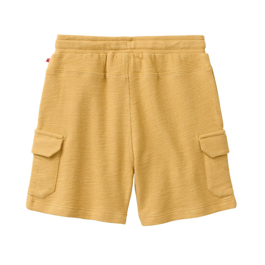 Bermuda infantil de felpa GOTS color amarillo miel – algodón orgánico y corte relajado
