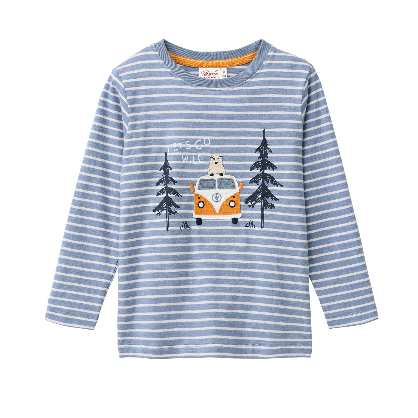 Camiseta manga larga niños algodón orgánico GOTS – Rayas azul humo