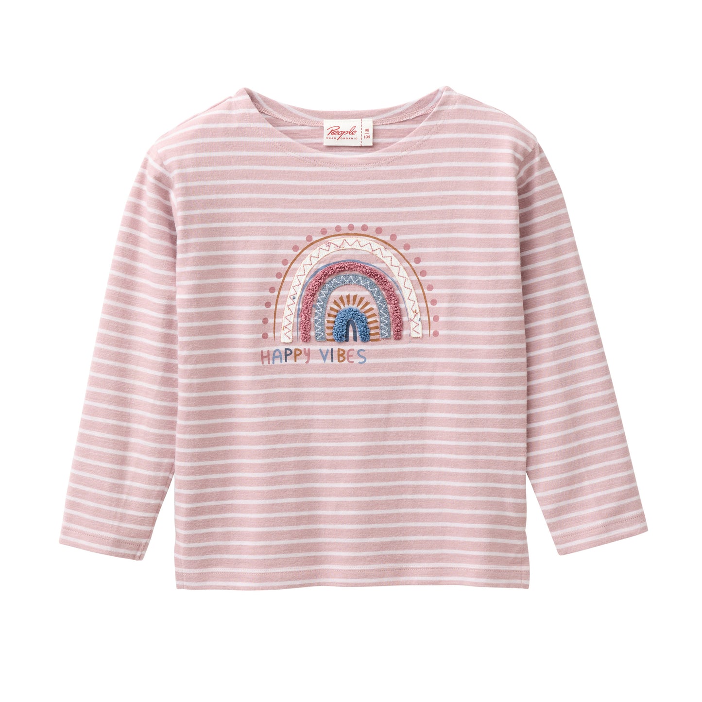 Camiseta manga larga niños algodón orgánico GOTS – Rayas rosa madera