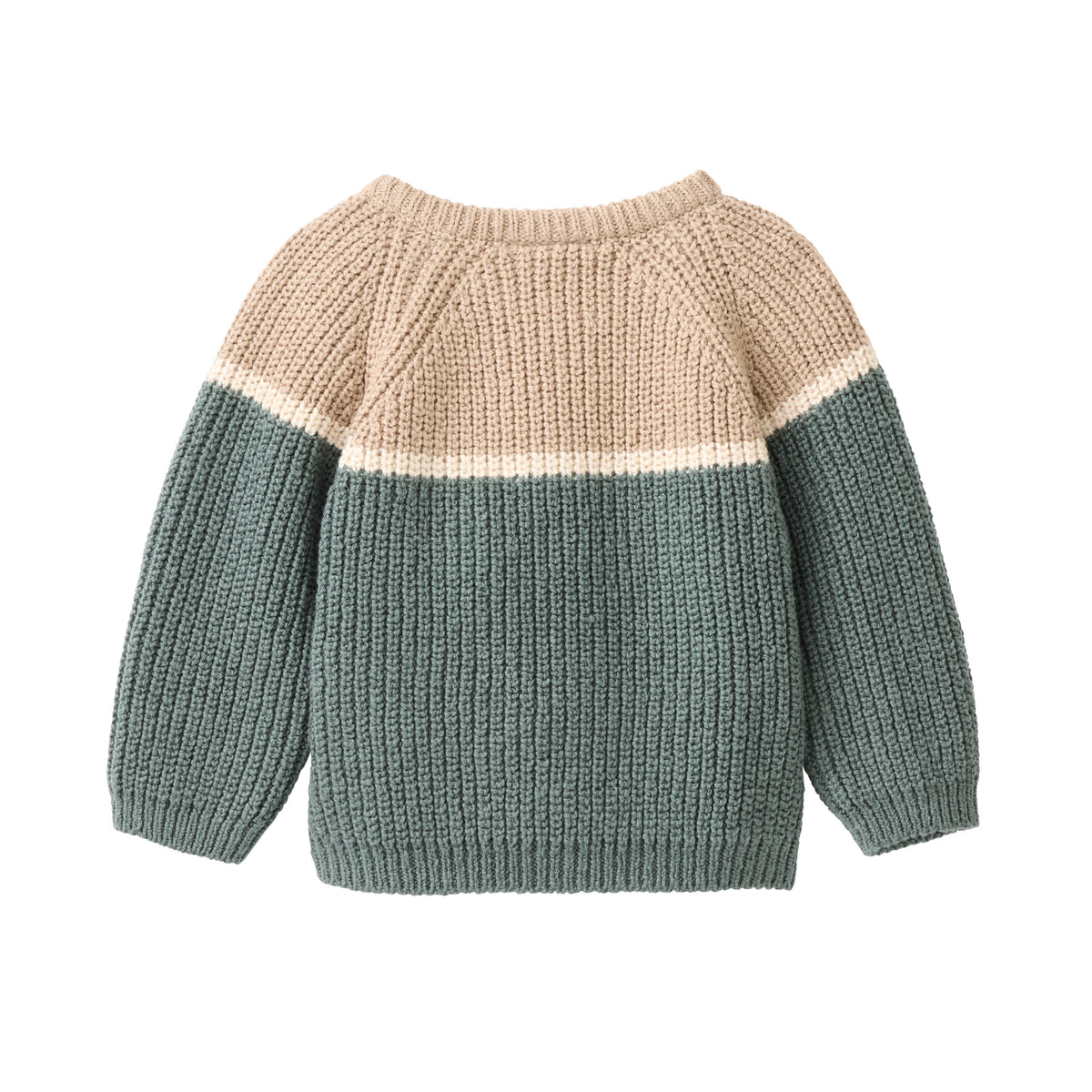 Jersey de punto bebé y kids algodón orgánico GOTS – beige y verde