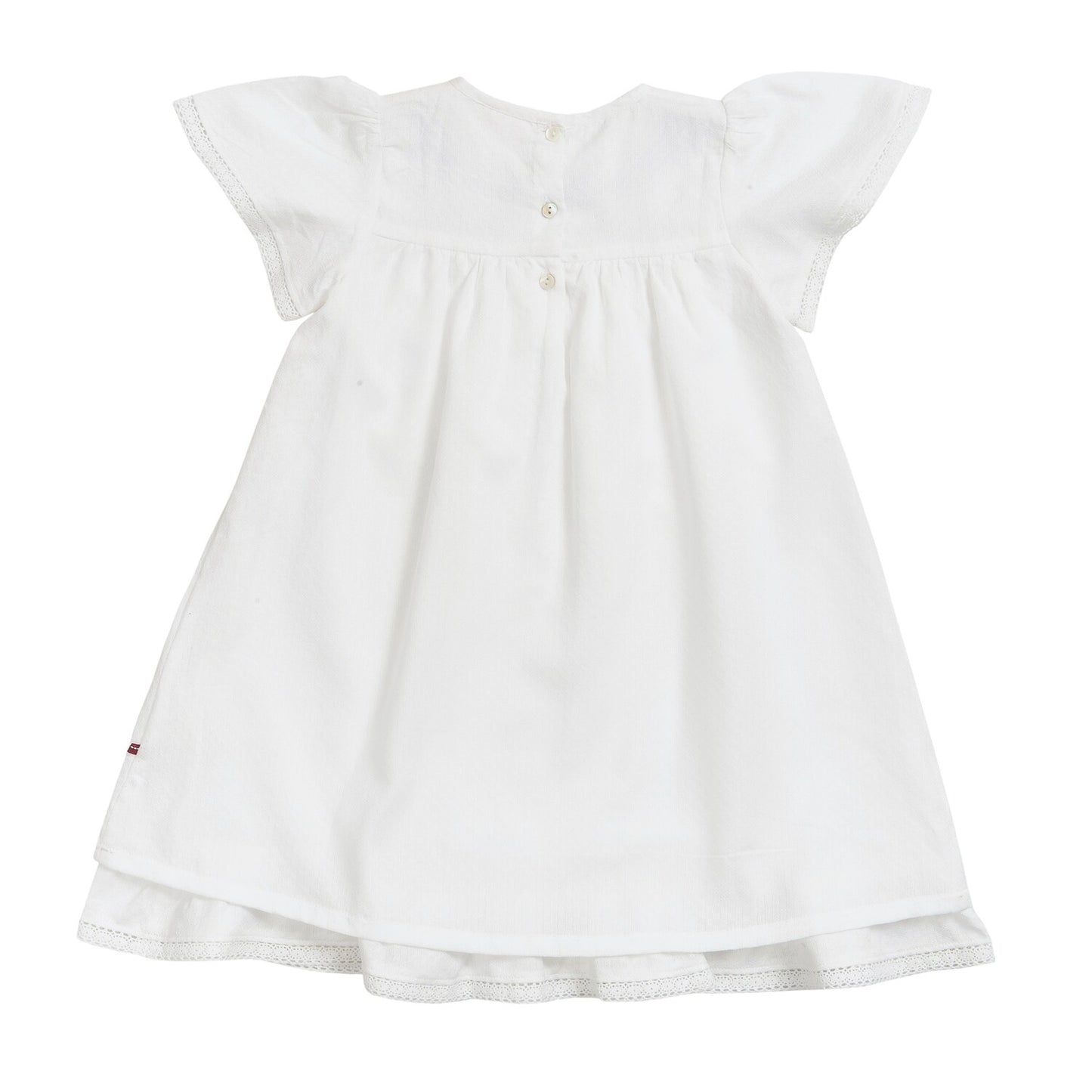 Vestido Blanco con Flor azul
