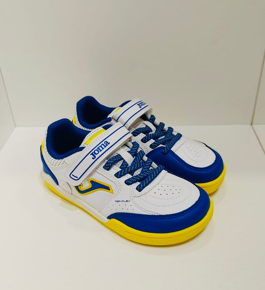 Zapatillas de fútbol sala Top Flex blanco, azul y amarillo