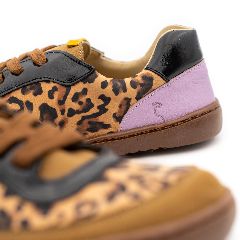 Deportiva Microfibra Leopardo camel/negro/lila (horma +) Flexi Nens