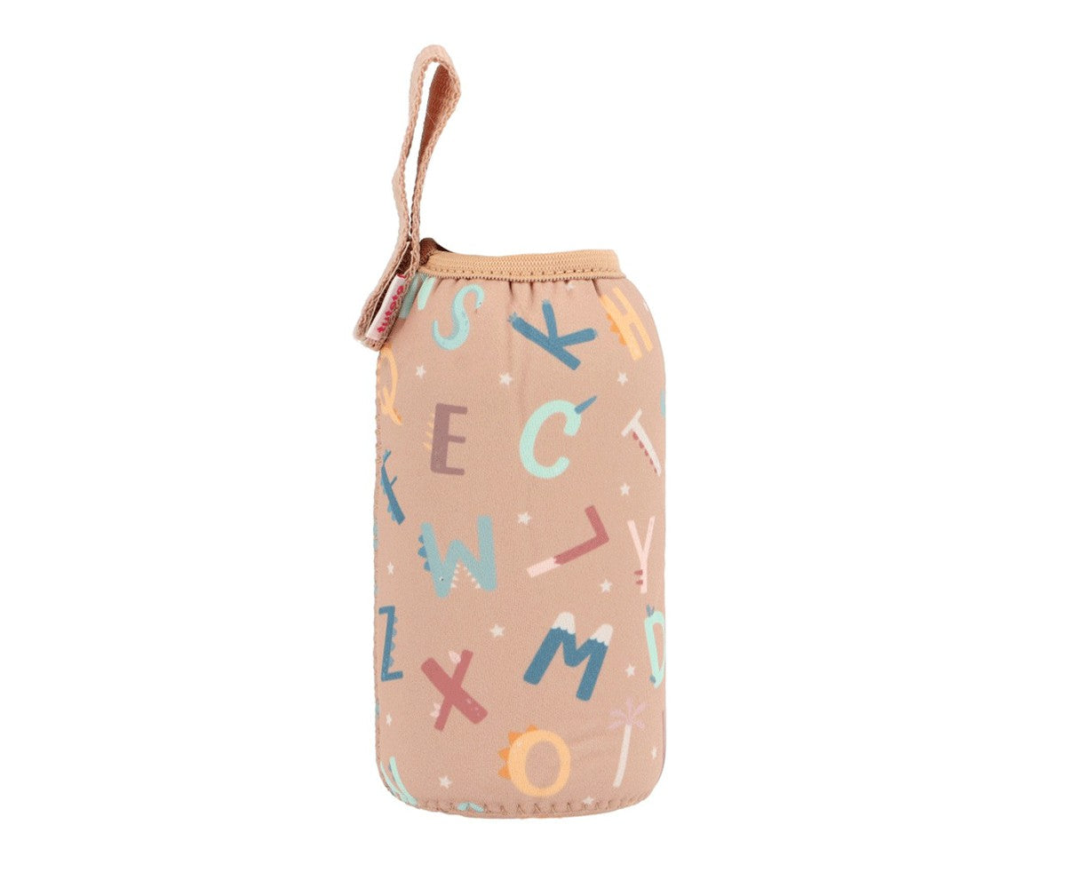 Botella Infantil de acero inoxidable con funda de neopreno 500 ml funny letters . Tutete