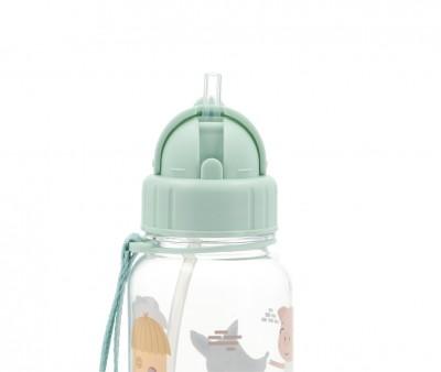 Botella Infantil de Tritán con Pajita Personalizable de 500 ml de la Colección Vuelta al Cole The Three Little Pigs de Tutete
