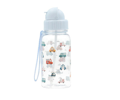Botella Infantil de Tritán con Pajita Personalizable de 500 ml de la Colección Vuelta al Cole City Cars de Tutete