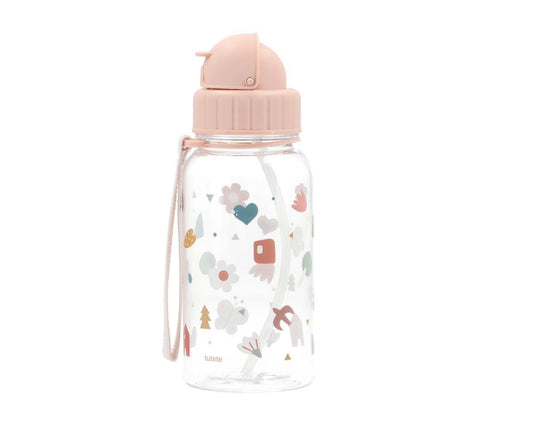 Botella Infantil de Tritán con Pajita Personalizable de 500 ml de la Colección Vuelta al Cole Geometric Nature de Tutete