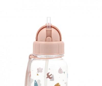 Botella Infantil de Tritán con Pajita Personalizable de 500 ml de la Colección Vuelta al Cole Geometric Nature de Tutete