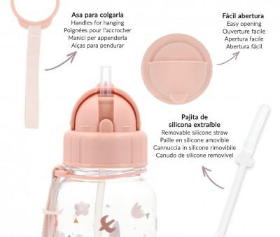 Botella Infantil de Tritán con Pajita Personalizable de 500 ml de la Colección Vuelta al Cole Geometric Nature de Tutete