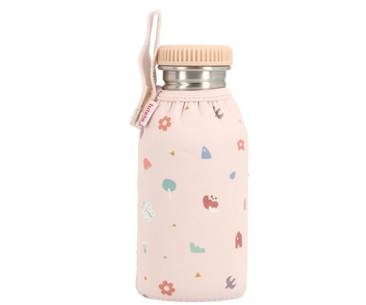 Botella Infantil de Acero Inoxidable con Funda de Neopreno  500 ml de la Colección Vuelta a Cole Geometric Nature de Tutete