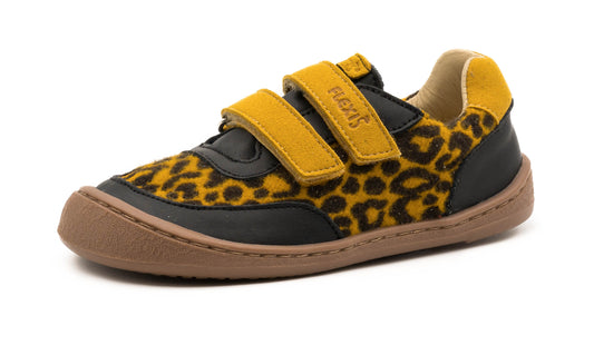 Deportiva microfibra leopardo negro y mostaza