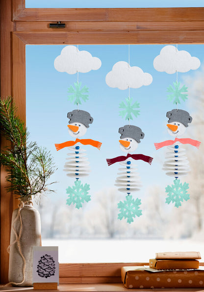 Set Creativo - Aprender a Enhebrar Guirnalda de Fieltro Muñeco de Nieve