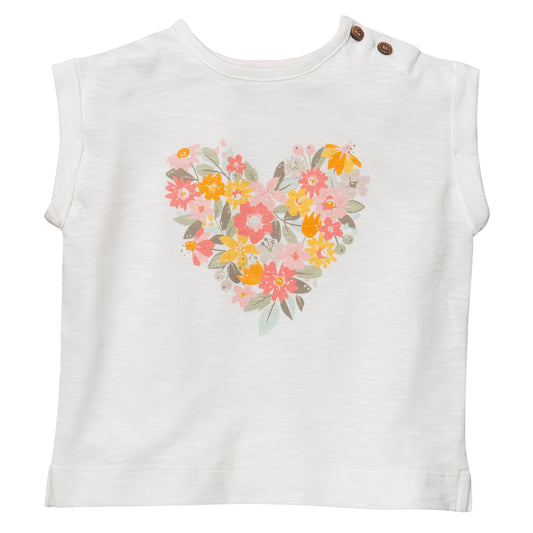 Camiseta Blanca Corazón Flores