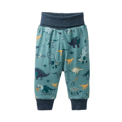 Pantalón Reversible GOTS para Bebé con Estampado de Dinosaurios en Algodón Orgánico