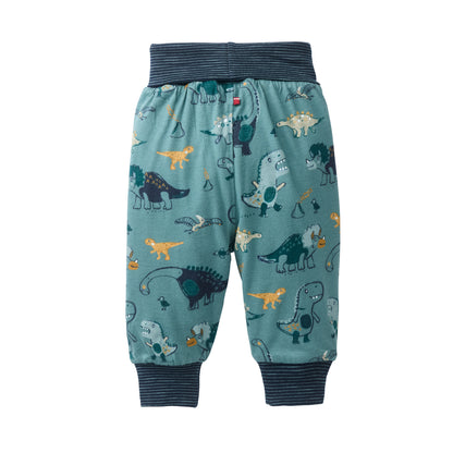 Pantalón Reversible GOTS para Bebé con Estampado de Dinosaurios en Algodón Orgánico