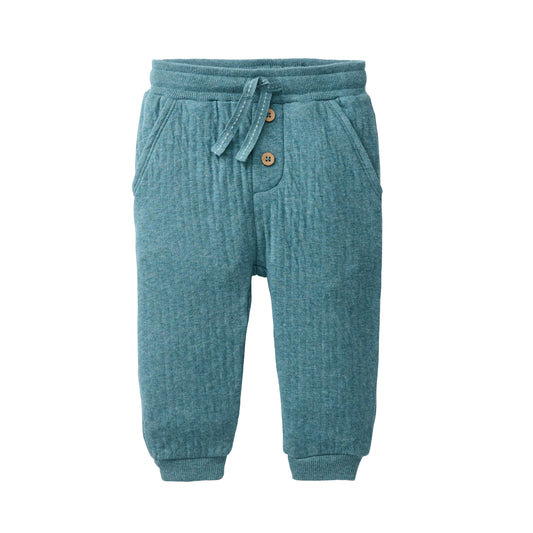 Pantalón Sweat GOTS para Bebé en Algodón Orgánico Color Eucalipto Mélange