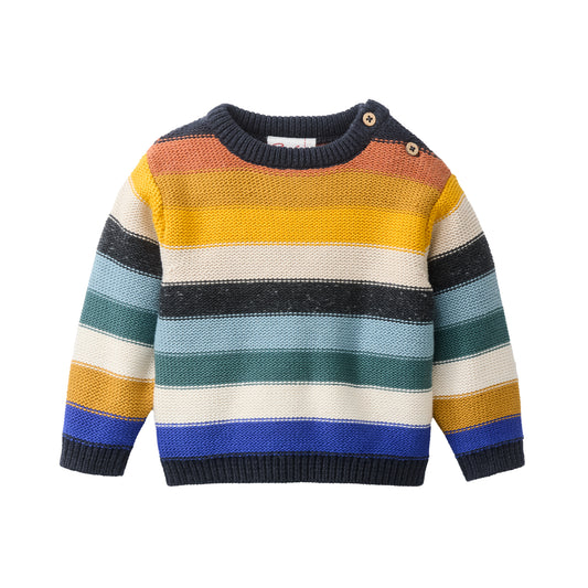 Jersey de Punto GOTS para Bebé en Algodón Orgánico con Diseño a Rayas Multicolor