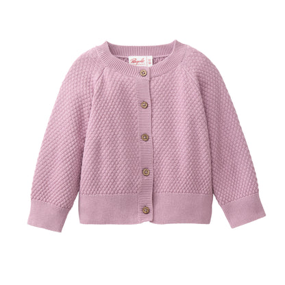 Chaqueta de Punto GOTS para Bebé en Algodón Orgánico Color Malva Mélange
