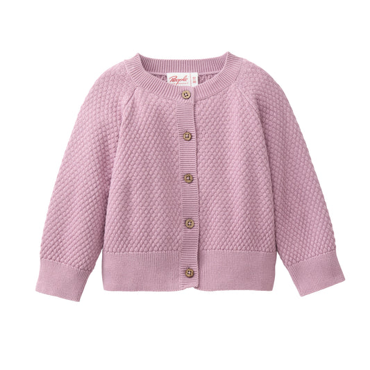 Chaqueta de Punto GOTS para Bebé en Algodón Orgánico Color Malva Mélange