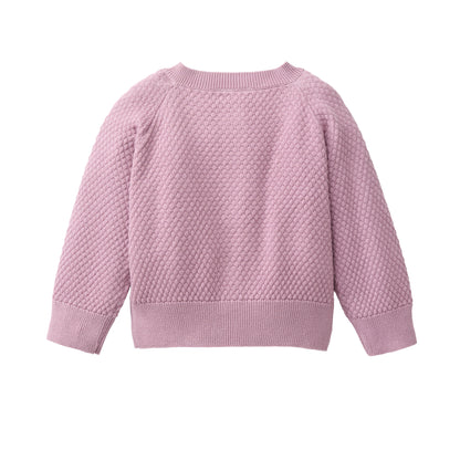 Chaqueta de Punto GOTS para Bebé en Algodón Orgánico Color Malva Mélange