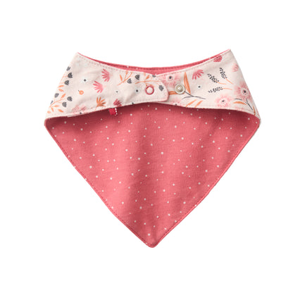Bandana Reversible Bebé en Algodón Orgánico GOTS - Motivo de Flores de Otoño