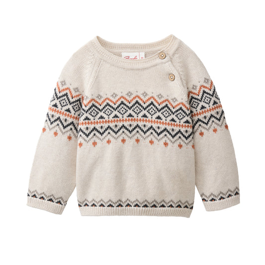 Suéter de Punto Bebé en Algodón Orgánico GOTS - Estilo Jacquard