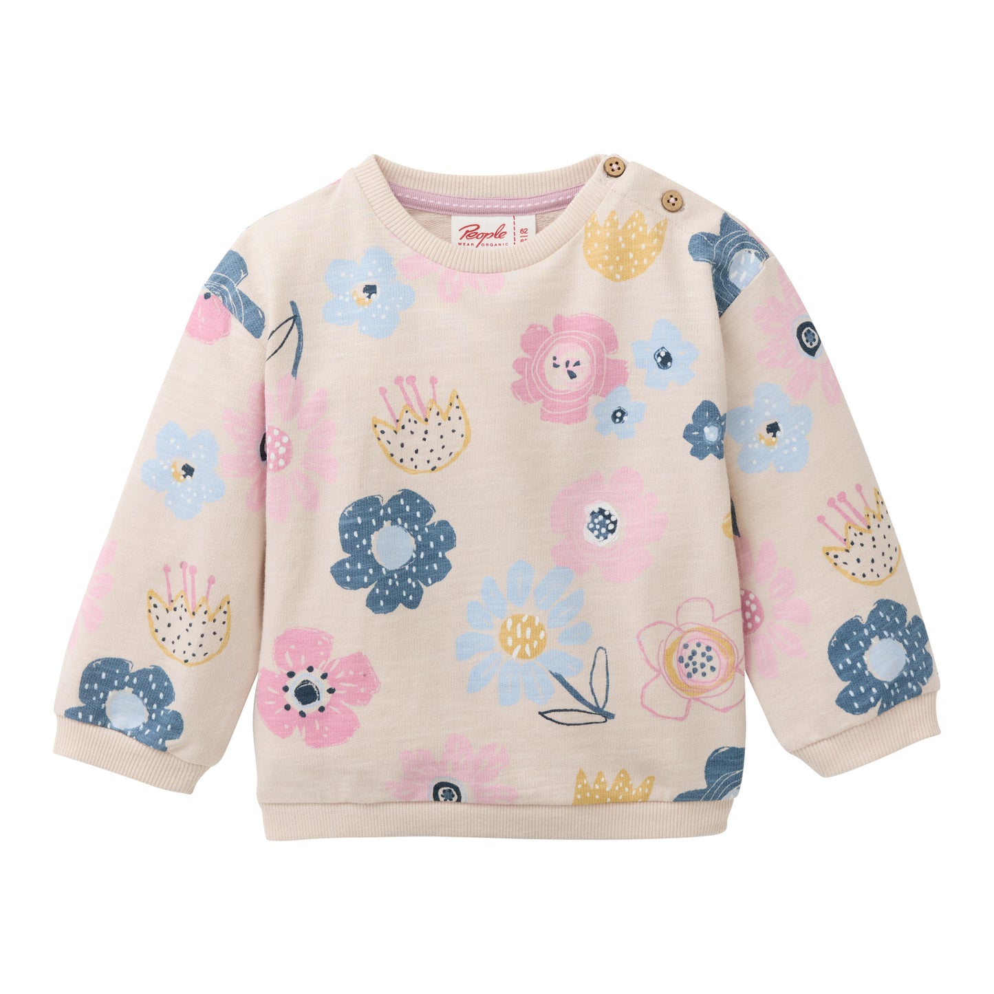 Sudadera GOTS Beige Claro con Estampado de Flores para Bebé