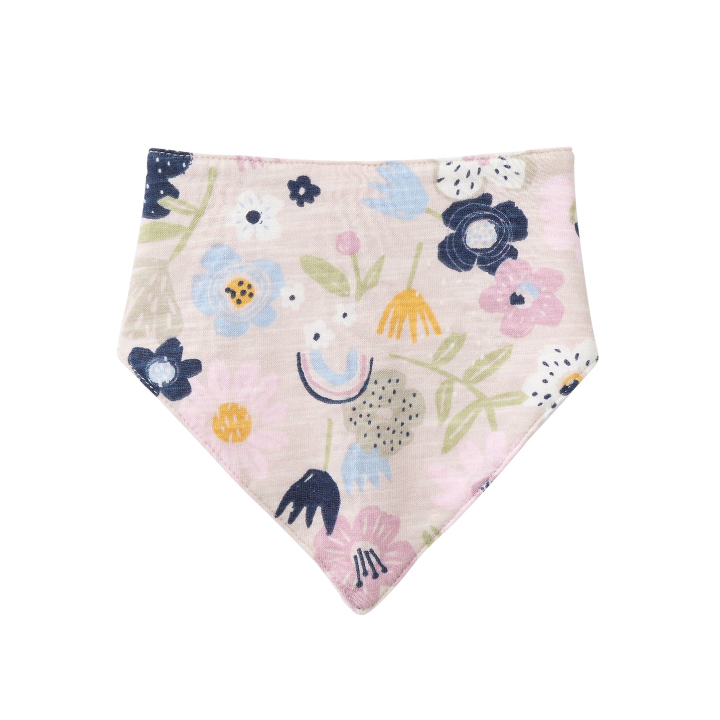 Pañuelo Triangular GOTS Rosa Pálido con Estampado Floral para Bebé