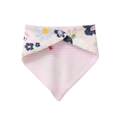 Pañuelo Triangular GOTS Rosa Pálido con Estampado Floral para Bebé