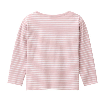 Camiseta manga larga niños algodón orgánico GOTS – Rayas rosa madera