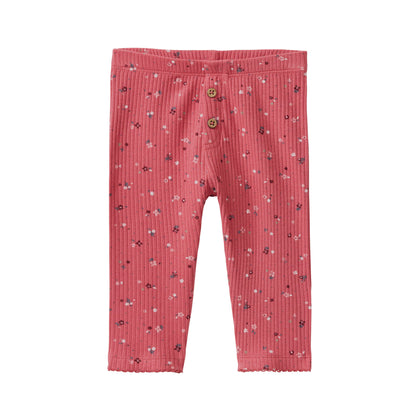 Leggings  Gots para Bebé en Algodón Orgánico rosa y pequeñas flores