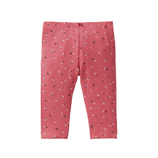 Leggings  Gots para Bebé en Algodón Orgánico rosa y pequeñas flores