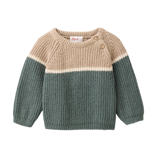 Jersey de punto bebé y kids algodón orgánico GOTS – beige y verde