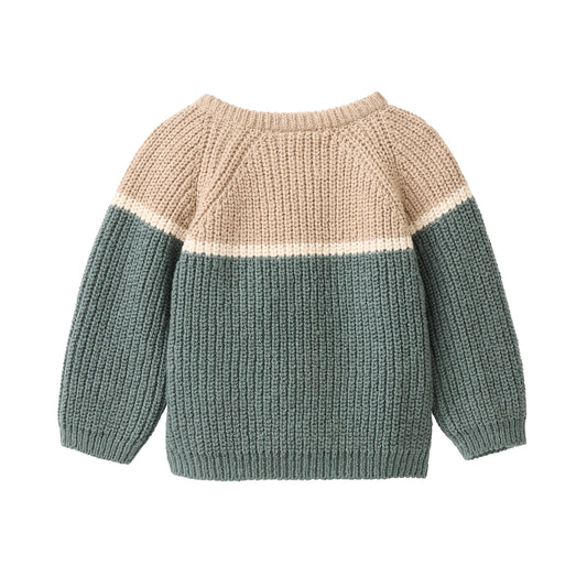 Jersey de punto bebé y kids algodón orgánico GOTS – beige y verde