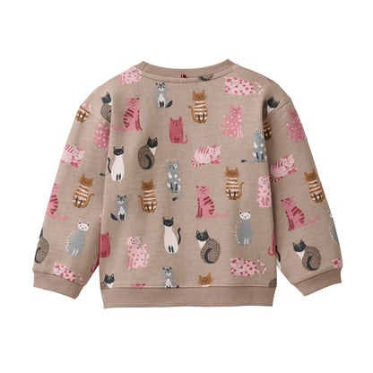Sudadera GOTS Beige con Estampado de gatos para kids