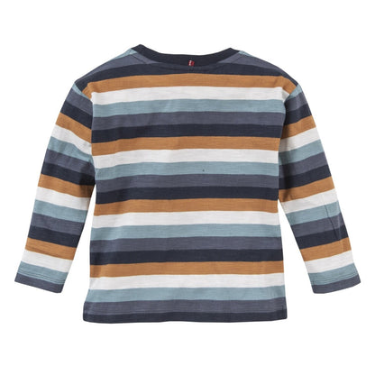 Camiseta a rallas azul/blanco/canela