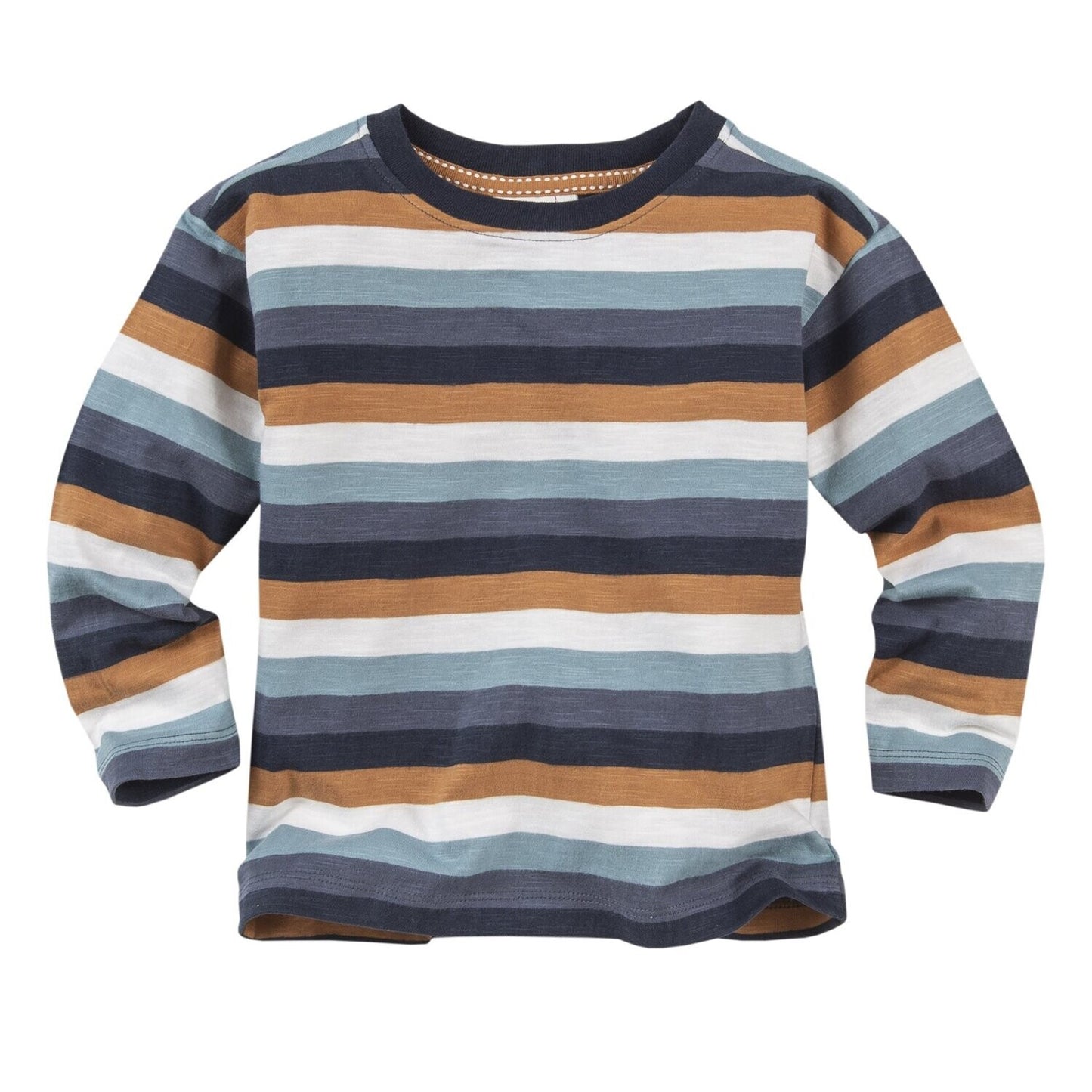 Camiseta a rallas azul/blanco/canela