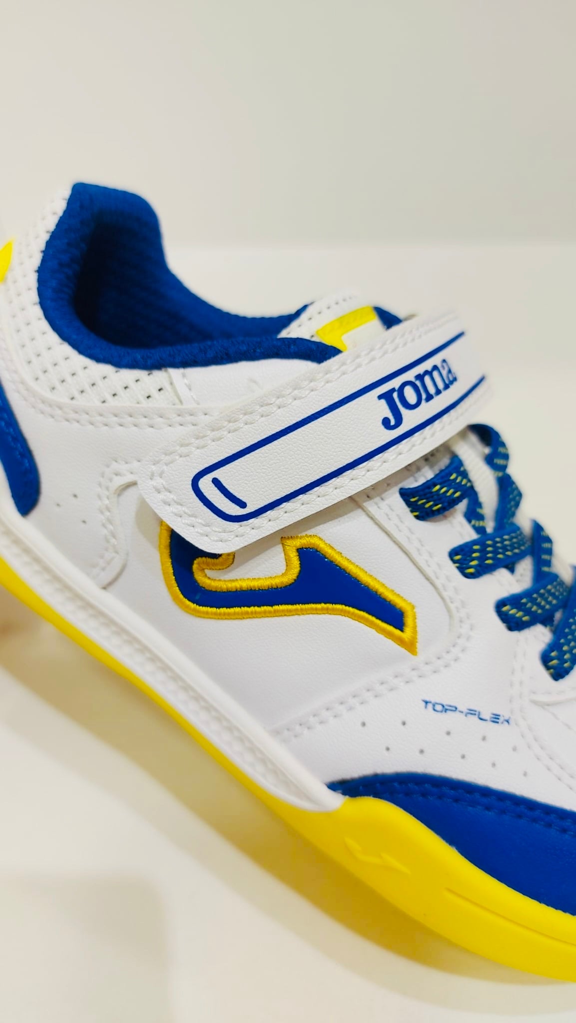 Zapatillas de fútbol sala Top Flex blanco, azul y amarillo
