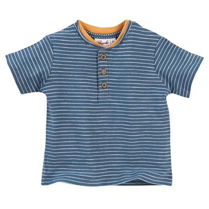 Camiseta Azul Rallas Blancas