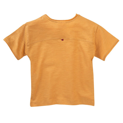 Camiseta Ocre Manga Corta con Bolsillo