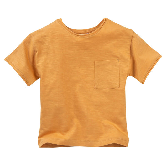 Camiseta Ocre Manga Corta con Bolsillo